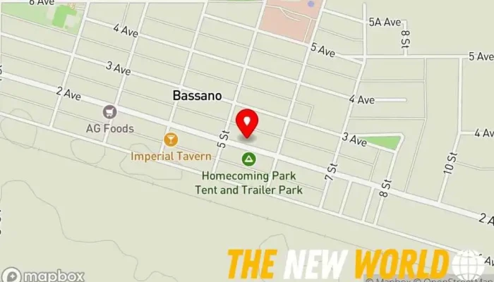 map of Bassano Community Hall Community center in Bassano