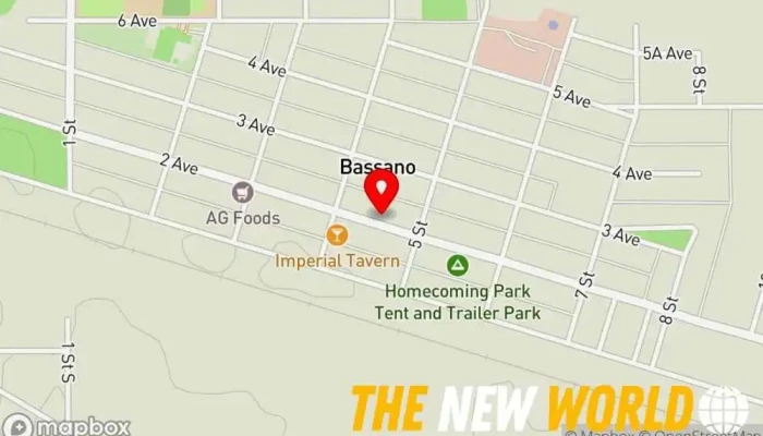 map of Bassano Memorial Library Public library in Bassano