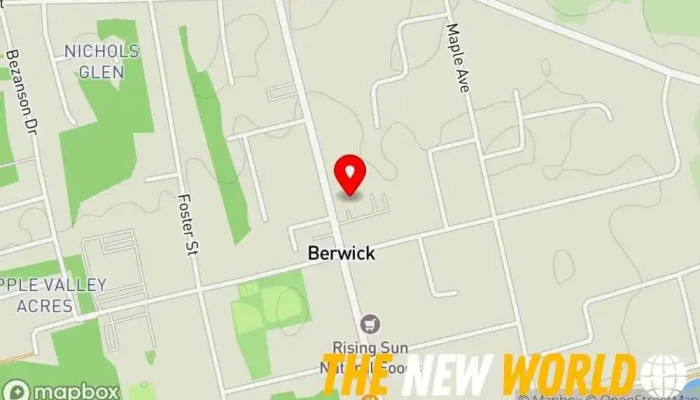 map of Berwick Town Hall. Municipal administration office in Berwick