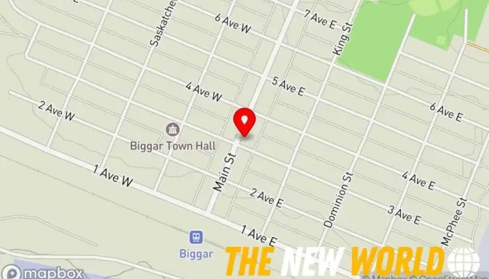 map of Biggar & District Credit Union Credit union, ATM in Biggar