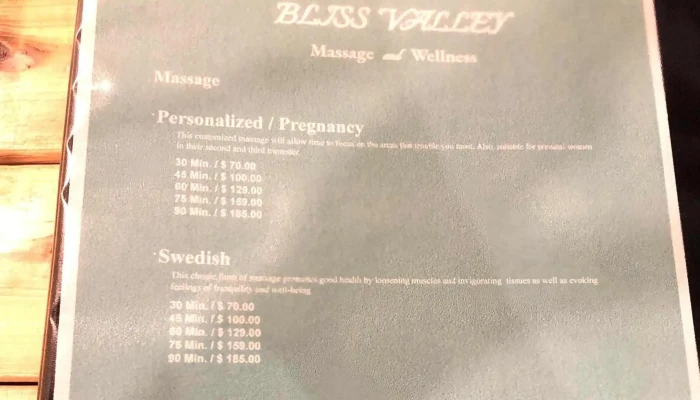 Bliss Valley Massage Wellness Prices - Banff