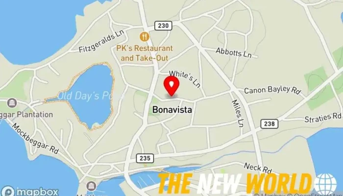 map of Bonavista Fisherman's Hall Community center in Bonavista