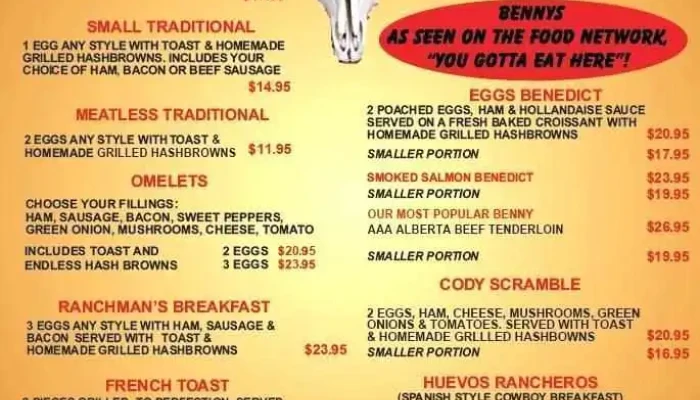 Chuckwagon Cafe -  Menu - Diamond Valley