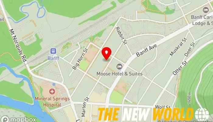 map of Emily Gladys Toll- Breathwork, Frequency Therapy, Spiritual Coach Meditation instructor, Consultant, Reiki therapist in Banff
