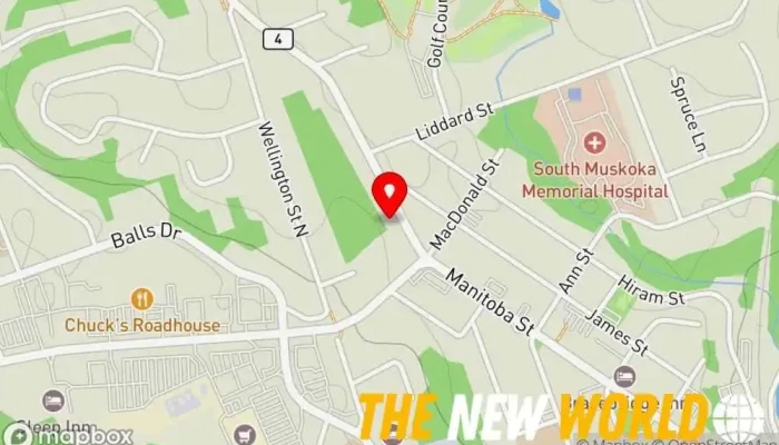map of Hoos Law Professional Corporation Law firm in Bracebridge