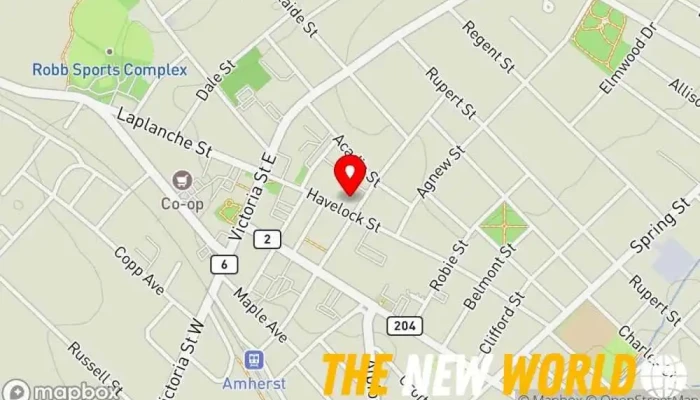 map of Indigenous Services Canada Government office in Amherst