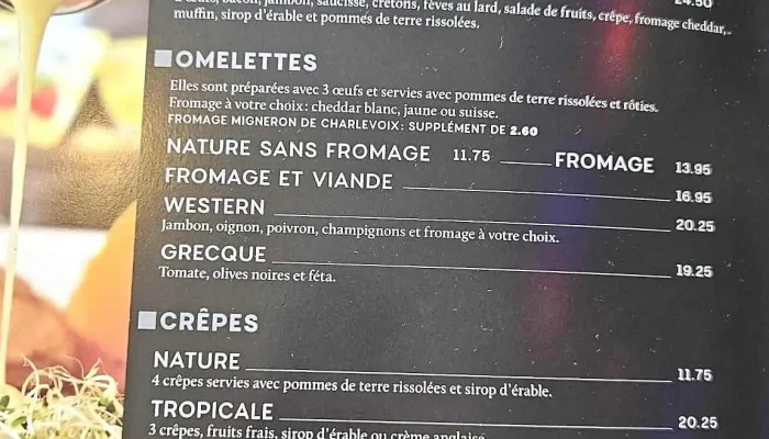 Restaurant Le Petit Regal Menu - Baie-saint-paul