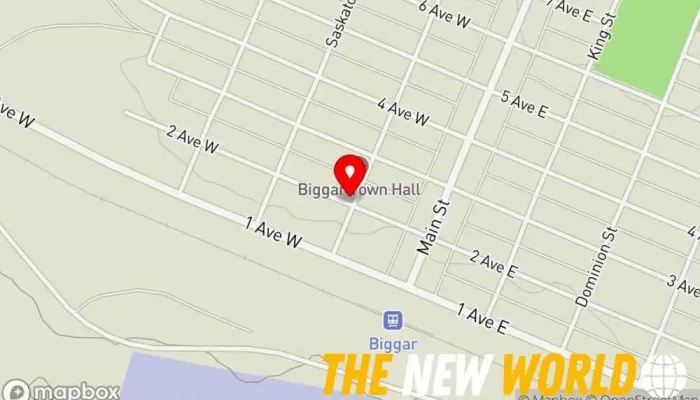 map of Rural Municipality of Biggar No. 347 City government office in Biggar