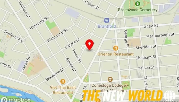 map of Shaner's Digital World Software company in Brantford
