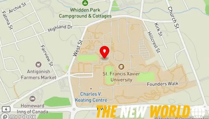 map of St. Francis Xavier University University, School in Antigonish