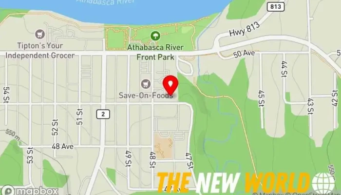 map of Town Of Athabasca City or town hall in Athabasca