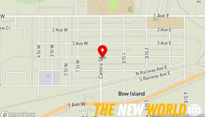 map of Town Of Bow Island City or town hall, Ice skating rink in Bow Island