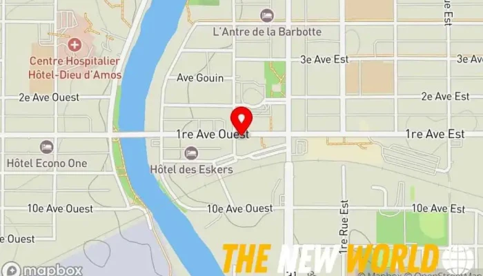 map of Vision-Travail Abitibi Employment center, City employment department, Employment consultant, Non-profit organization, State employment department in Amos