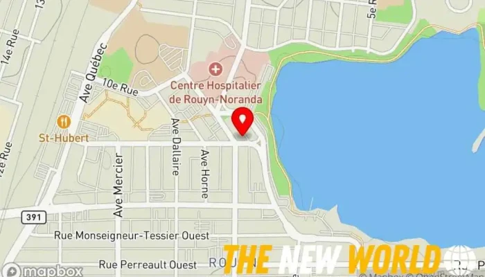 map of Vision-Travail Abitibi-Témiscamingue - Bureau régional Employment center in Rouyn-Noranda
